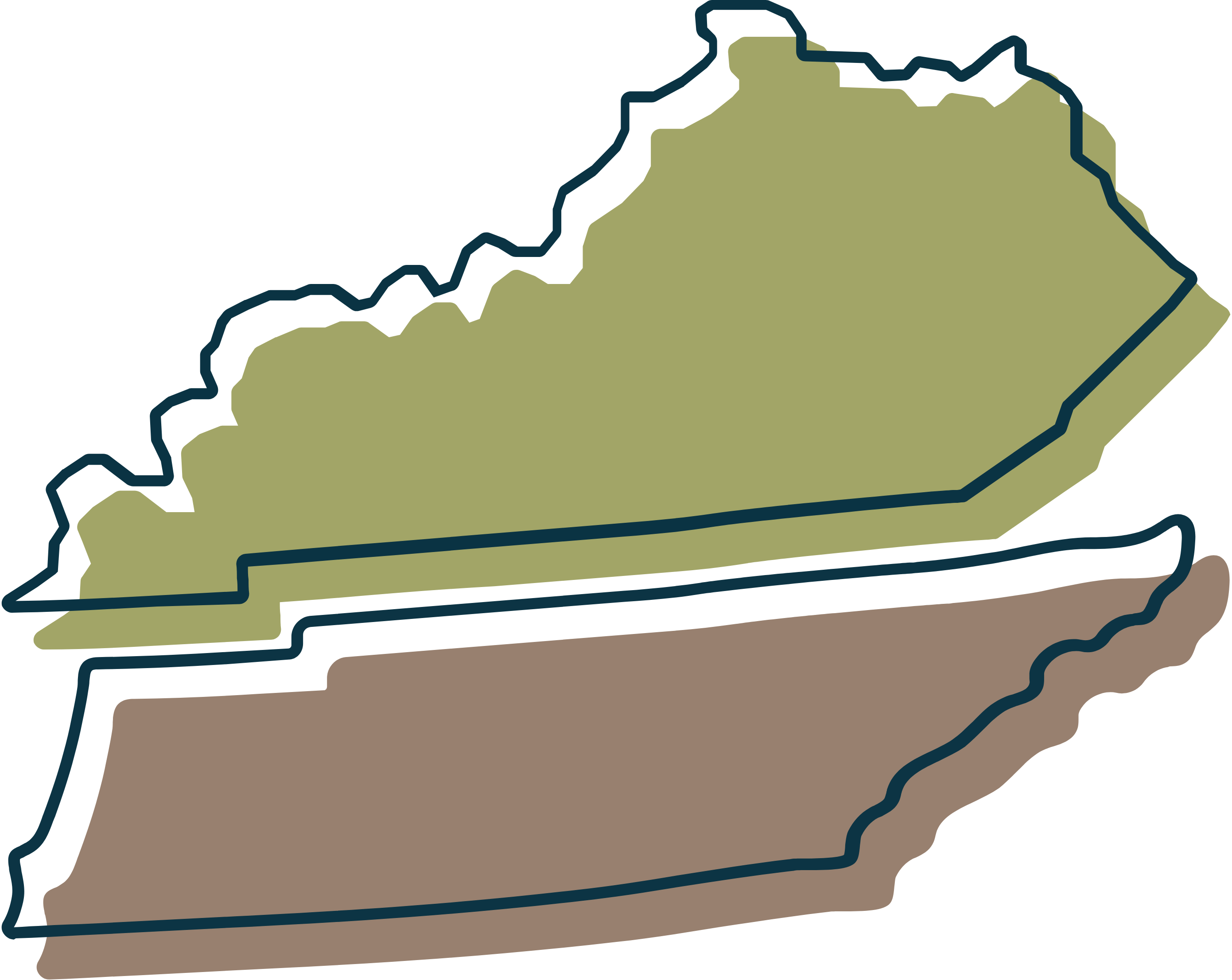 Outlines of states: Kentucky and Tennessee